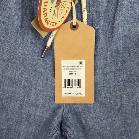 Faherty Essential Chambray Short 6.5" Drawstring Size Small indigo Dye NEW - Picture 9 of 15